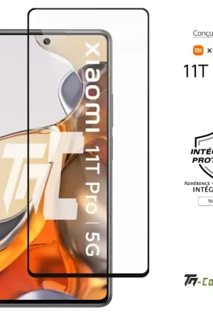 Xiaomi 11T Pro - Verre trempé intégral Protect Noir - adhérence 100% nano-silicone - TM-Concept® Promotion Saisonnière