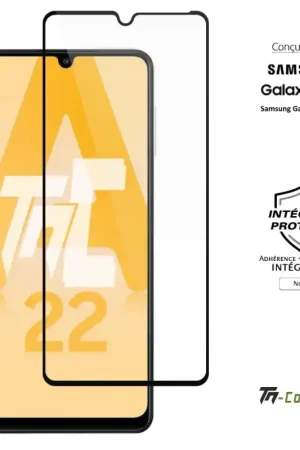 Samsung Galaxy A22 4G - Verre trempé intégral Protect Noir - adhérence 100% nano-silicone - TM-Concept® Populaire