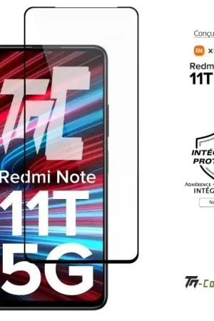 Quantité Limitée Xiaomi Redmi Note 11T 5G - Verre trempé intégral Protect Noir - adhérence 100% nano-silicone - TM-Concept®