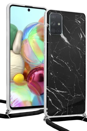 Super Prix ShieldCase Coque avec cordon Samsung A71 Black Marbre Dream