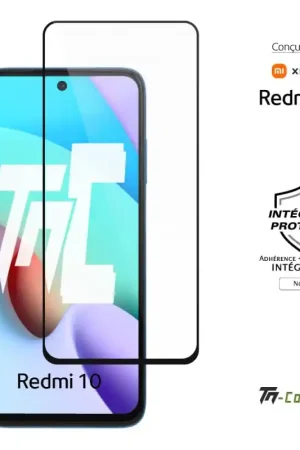 Xiaomi Redmi 10 - Verre trempé intégral Protect Noir - adhérence 100% nano-silicone - TM-Concept® Jusqu’à Épuisement Des Stocks