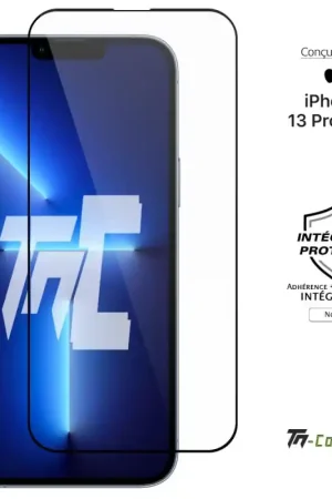 Top Vente Apple iPhone 13 Pro Max - Verre trempé intégral Protect Noir - adhérence 100% nano-silicone - TM-Concept®