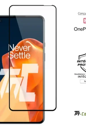 Prix Cassé OnePlus 9R - Verre trempé intégral Protect Noir - adhérence 100% nano-silicone - TM-Concept®