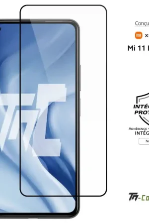 Authentique Xiaomi Mi 11 Lite - Verre trempé intégral Protect Noir - adhérence 100% nano-silicone - TM-Concept®