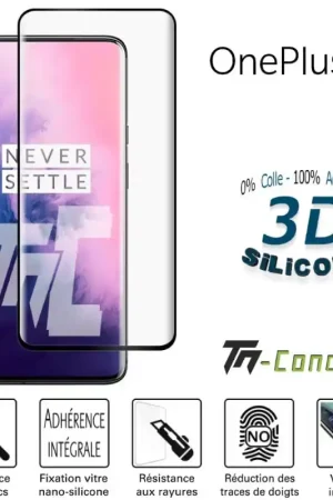Vente Directe OnePlus 7 Pro - Verre trempé incurvé 3D Silicone - TM-Concept®