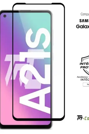 Prix Bas Samsung Galaxy A21s - Verre trempé intégral Protect Noir - adhérence 100% nano-silicone - TM-Concept®