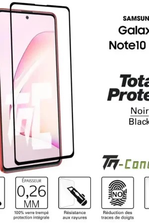 Meilleur Choix Samsung Galaxy Note 10 Lite - Verre trempé intégral avec cadre Noir - TM-Concept®