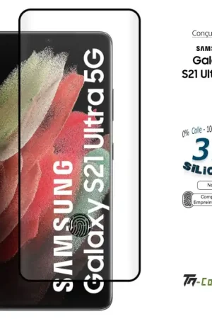 Samsung Galaxy S21 Ultra 5G - Verre trempé incurvé 3D Silicone - TM-Concept® Livraison Express