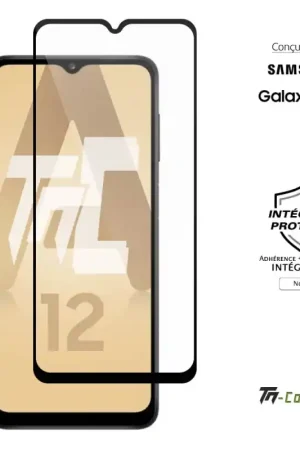 Meilleur Prix Samsung Galaxy A12 - Verre trempé intégral Protect Noir - adhérence 100% nano-silicone - TM-Concept®