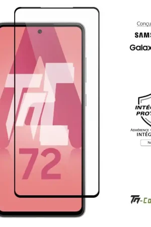 Samsung Galaxy A72 - Verre trempé intégral Protect Noir - adhérence 100% nano-silicone - TM-Concept® Vente Flash