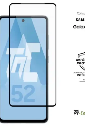 Soldes Samsung Galaxy A52 - Verre trempé intégral Protect Noir - adhérence 100% nano-silicone - TM-Concept®