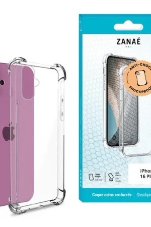 Achetez Aujourd’hui Coque Silicone iPhone 16 Plus transparente avec coins renforcés