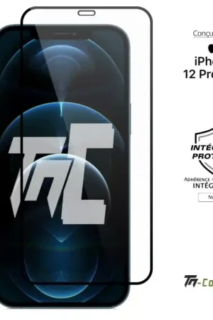 Apple iPhone 12 Pro Max - Verre trempé intégral Protect Noir - adhérence 100% nano-silicone - TM-Concept® Livraison Gratuite