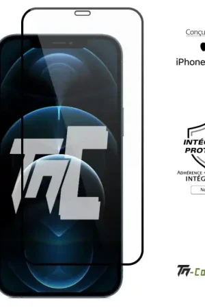 Vente Flash Apple iPhone 12 Pro - Verre trempé intégral Protect Noir - adhérence 100% nano-silicone - TM-Concept®