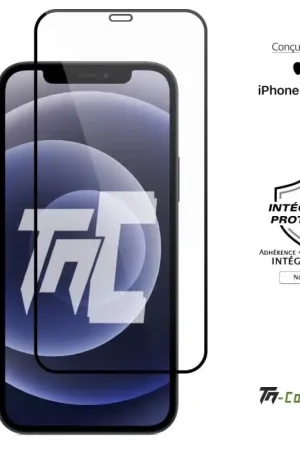 Apple iPhone 12 Mini - Verre trempé intégral Protect Noir - adhérence 100% nano-silicone - TM-Concept® Solde