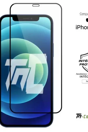 Solde Apple iPhone 12 - Verre trempé intégral Protect Noir - adhérence 100% nano-silicone - TM-Concept®