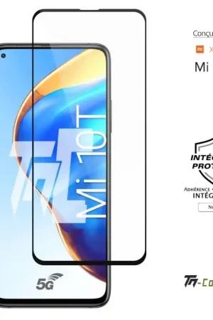 Authentique Xiaomi Mi 10T - Verre trempé intégral Protect Noir - adhérence 100% nano-silicone - TM-Concept®