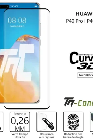 Huawei P40 Pro - Verre trempé 3D incurvé - TM-Concept® Populaire
