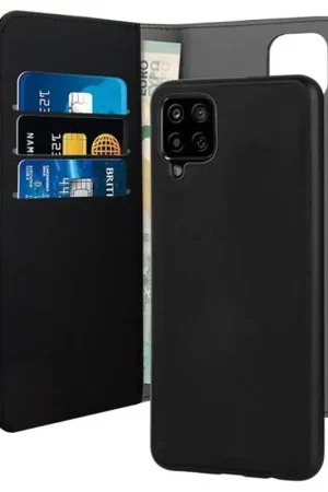 Etui Folio Samsung Galaxy A12 Puro avec magnet détachable noir Bon Marché