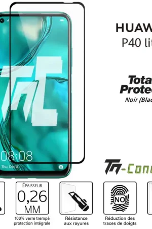 Huawei P40 Lite - Verre trempé intégral avec cadre Noir - TM-Concept® Top Vente