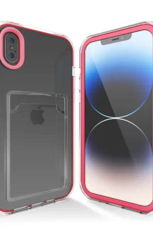 Top Vente ShieldCase Coque bumper porte-cartes iPhone X/Xs (rose vif)