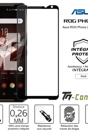 Asus ROG Phone 2 - Verre trempé intégral Protect Noir - adhérence 100% nano-silicone - TM-Concept® Authentique