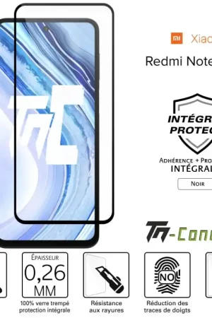 Prix Choc Xiaomi Redmi Note 9 Pro - Verre trempé intégral Protect Noir - adhérence 100% nano-silicone - TM-Concept®