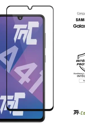 Samsung Galaxy A41 - Verre trempé intégral Protect Noir - adhérence 100% nano-silicone - TM-Concept® Meilleure Vente