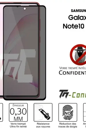 Pas Cher Samsung Galaxy Note 10 Lite - Verre trempé Anti-Espions - Intégral Privacy - TM-Concept®