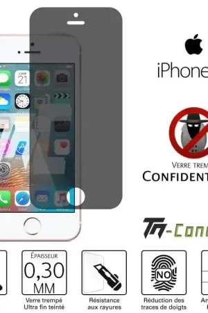 Apple iPhone SE (2016) - Verre trempé Anti-Espions - TM-Concept® Bon Marché