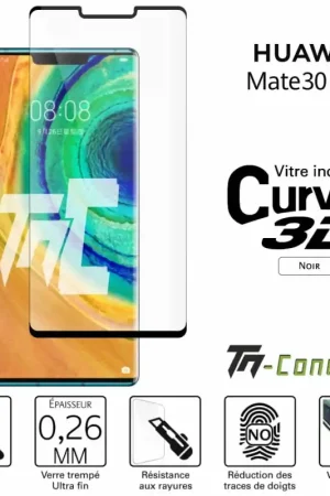 Huawei Mate 30 Pro - Verre trempé 3D incurvé - Noir - TM-Concept® Marque