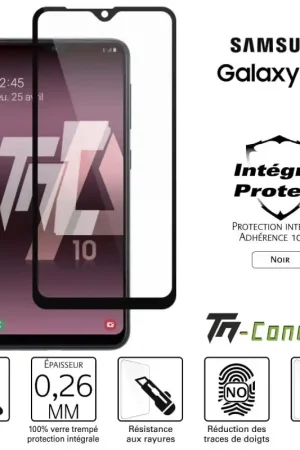 Samsung Galaxy A10 - Verre trempé intégral Protect Noir - adhérence 100% nano-silicone - TM-Concept® Quantité Limitée