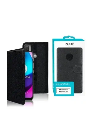 Etui Motorola E20 - portefeuille Zanae noir Commander Maintenant