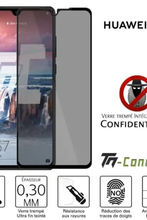 Retour Gratuit Huawei P30 - Verre trempé Anti-Espions - Intégral Privacy - TM-Concept®