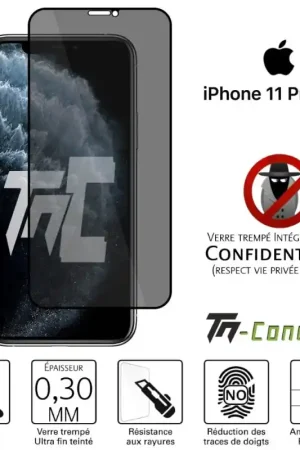 Apple iPhone 11 Pro Max - Verre trempé Anti-Espions - Intégral Privacy - TM-Concept® Certifié