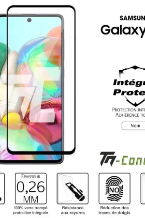 Samsung Galaxy A71 - Verre trempé intégral Protect Noir - adhérence 100% nano-silicone - TM-Concept® Seulement Aujourd’hui