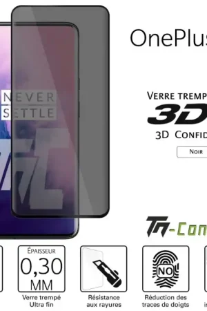 Satisfait Ou Remboursé OnePlus 7 Pro - Verre trempé 3D incurvé teinté anti-espion - TM-Concept®