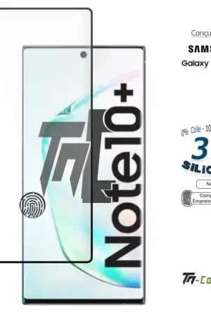 Samsung Galaxy Note 10+ Verre trempé incurvé 3D Silicone - TM-Concept® Paiement Sécurisé