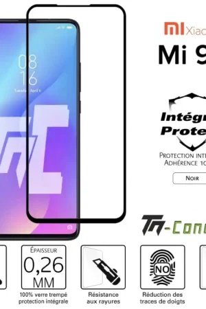 Quantité Limitée Xiaomi Mi 9T / Mi 9T Pro - Verre trempé intégral Protect Noir - adhérence 100% nano-silicone - TM-Concept®