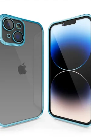 Commande En Gros Coverzs Coque clair doux avec cache de caméra iPhone 13 (bleu)