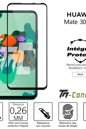 Huawei Mate 30 Lite - Verre trempé intégral Protect Noir - adhérence 100% nano-silicone - TM-Concept® Quantité Limitée