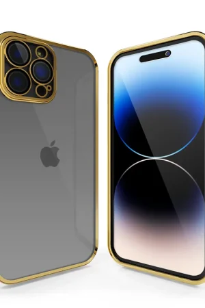 Réduction Coverzs Coque clair doux avec cache de caméra iPhone 13 Pro (or)