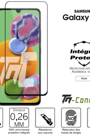 Solde Samsung Galaxy A90 - Verre trempé intégral Protect Noir - adhérence 100% nano-silicone - TM-Concept®