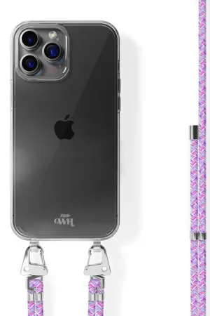 xoxo Wildhearts Coque transparente avec cordon court iPhone 16 Pro - violet Offre Spéciale