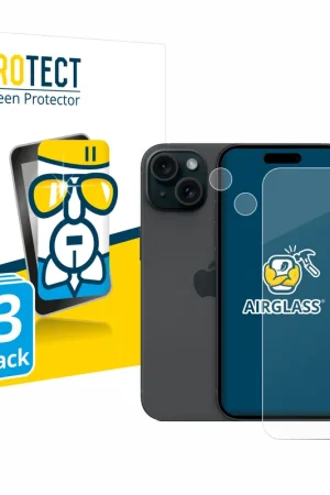 3 Pièces BROTECT AirGlass Protection d'écran en verre pour Apple iPhone 15 (Avant+Caméra) Soldes