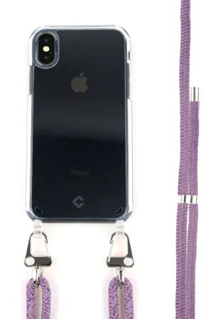 Coverzs Coque avec cordon iPhone X / Xs (transparent/violet) Haute Qualité