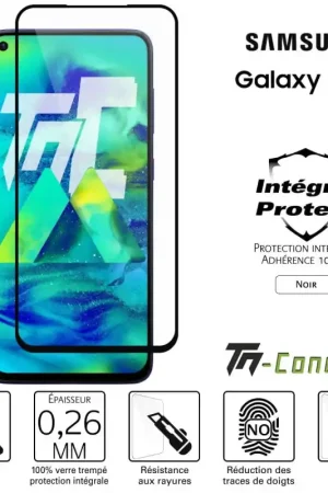 Bon Marché Samsung Galaxy M40 - Verre trempé intégral Protect Noir - adhérence 100% nano-silicone - TM-Concept®