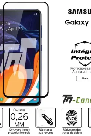 Samsung Galaxy A60 - Verre trempé intégral Protect Noir - adhérence 100% nano-silicone - TM-Concept® Seulement Aujourd’hui