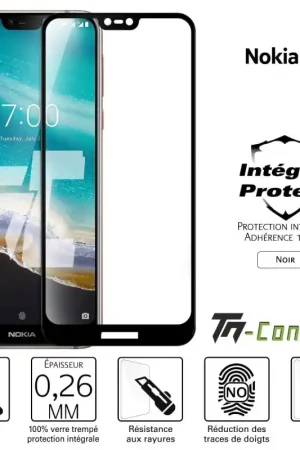 Nokia 7.1 - Verre trempé intégral Protect Noir - adhérence 100% nano-silicone - TM-Concept® Must-Have