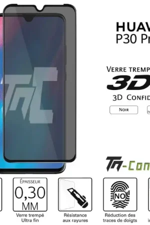 Huawei P30 Pro - Verre trempé 3D incurvé teinté anti-espion - TM-Concept® Authentique